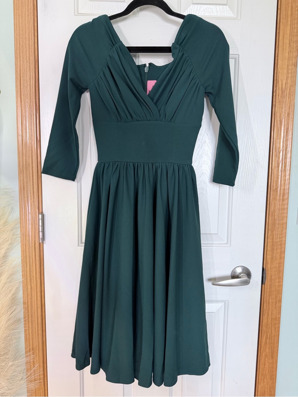 Vixen by Micheline Pitt Deep Teal Green Fit-and-Flare Midi Dress